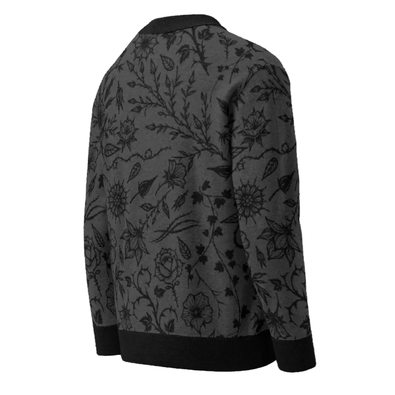 Unisex Relaxed Fit Knitted Cardigan - 'Gothic Garden'