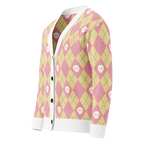 Unisex Relaxed Fit Knitted Cardigan - 'Diamond Skulls (Strawberry Lemonade)' Cardigan