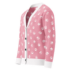 Unisex Relaxed Fit Knitted Cardigan - 'Pink Pawprints' Cardigan