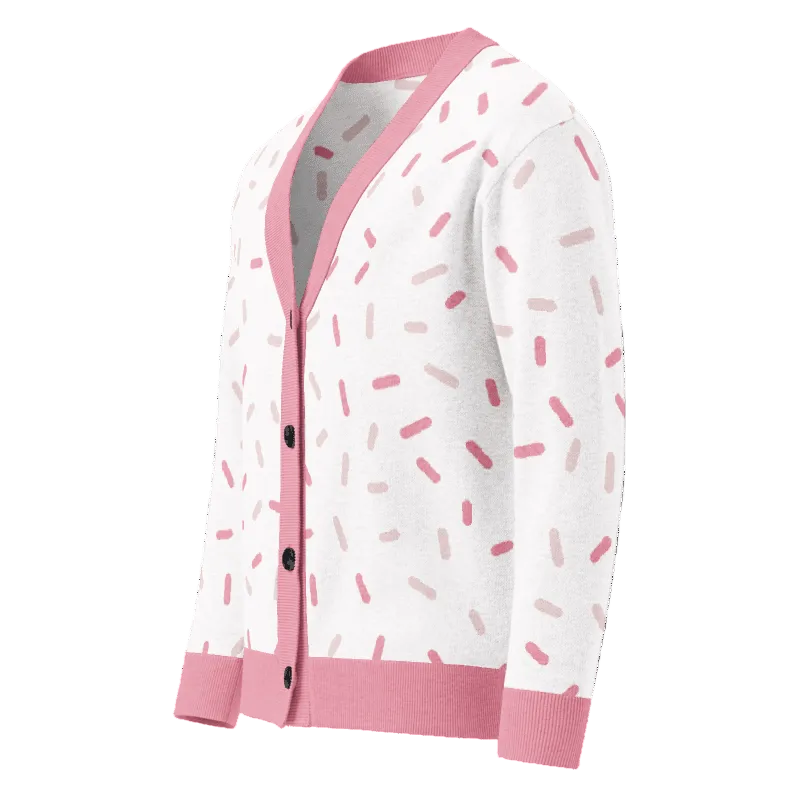 Unisex Relaxed Fit Knitted Cardigan - 'Strawberry Sprinkles'