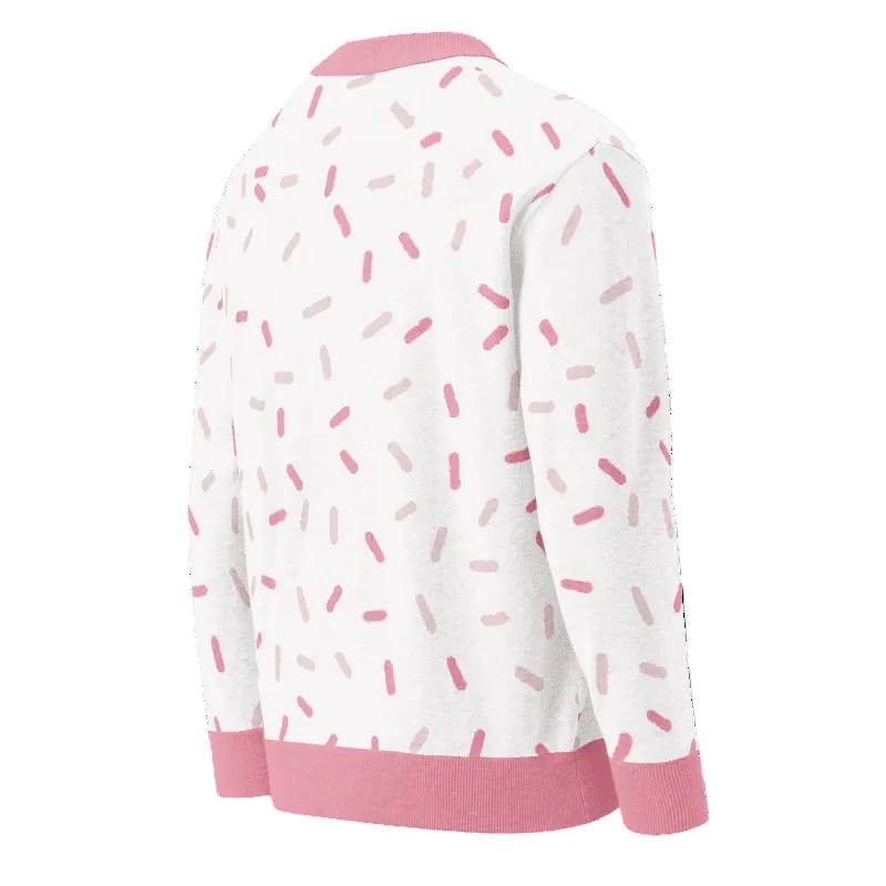 Unisex Relaxed Fit Knitted Cardigan - 'Strawberry Sprinkles'