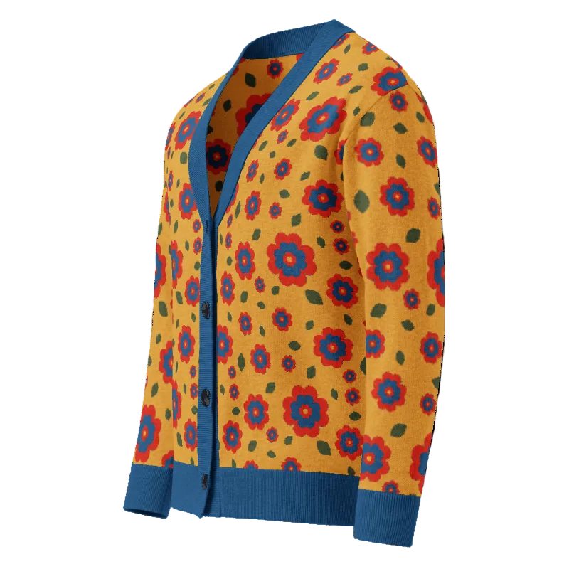 Unisex Relaxed Fit Knitted Cardigan - 'Petal Pop' Cardigan