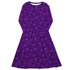Long Sleeve Pocket Flare Dress - 'Purple Planets' Long Sleeve Dress