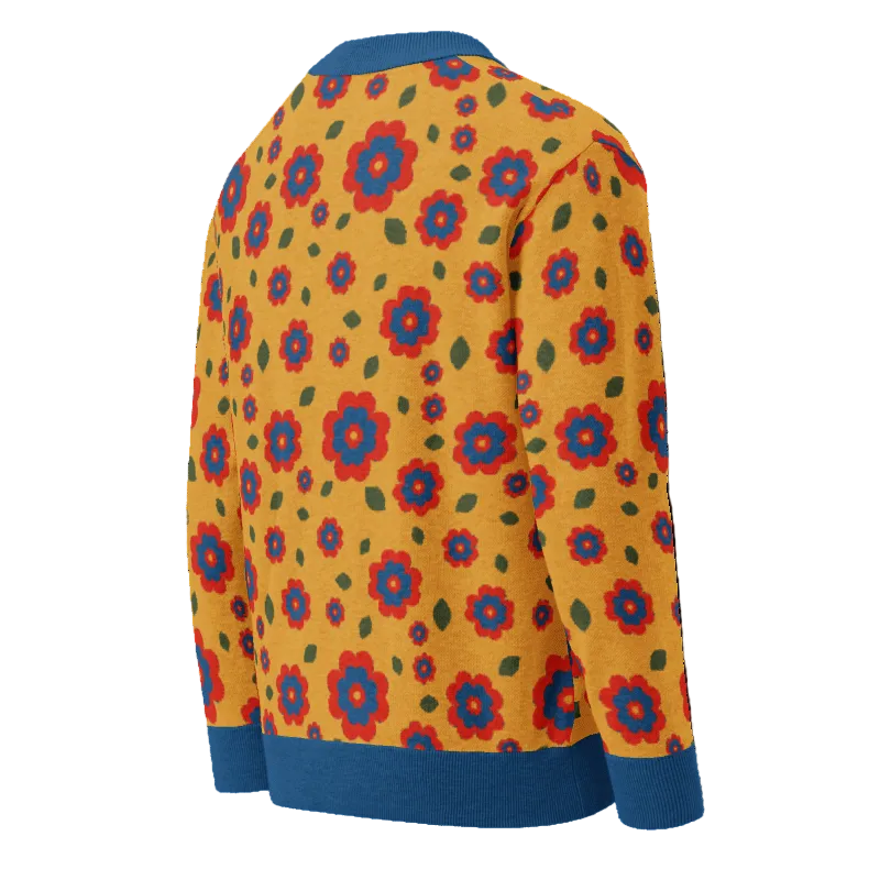 Unisex Relaxed Fit Knitted Cardigan - 'Petal Pop' Cardigan