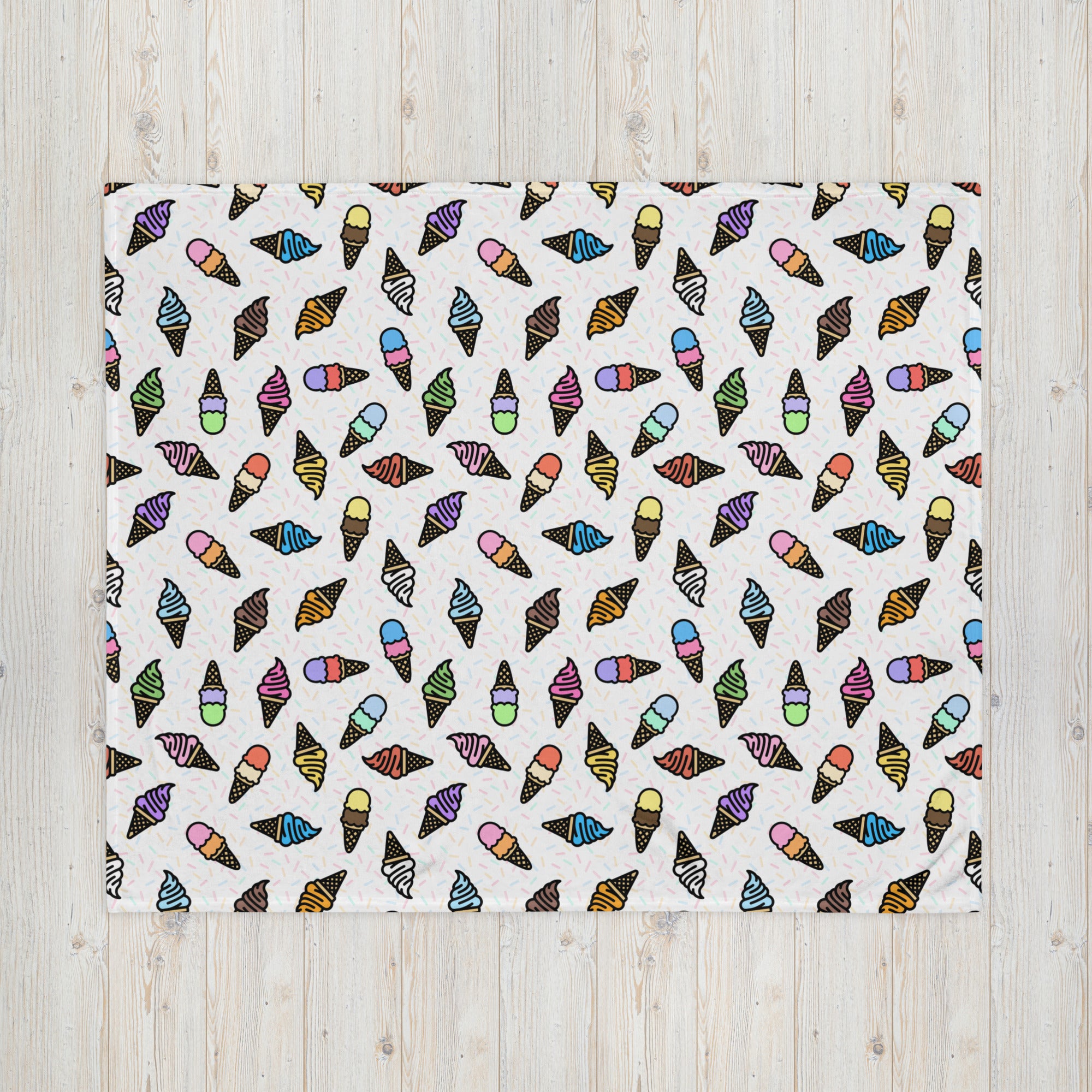 Silky Soft Snuggle Blanket - 'Ice Cream' Single Layer Blankets