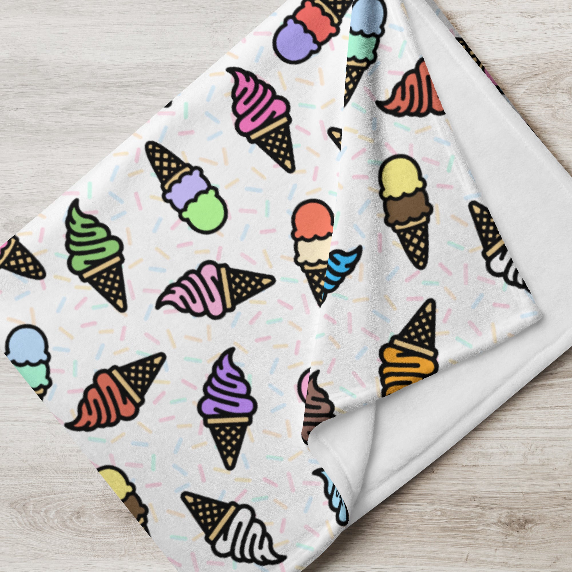Silky Soft Snuggle Blanket - 'Ice Cream' Single Layer Blankets