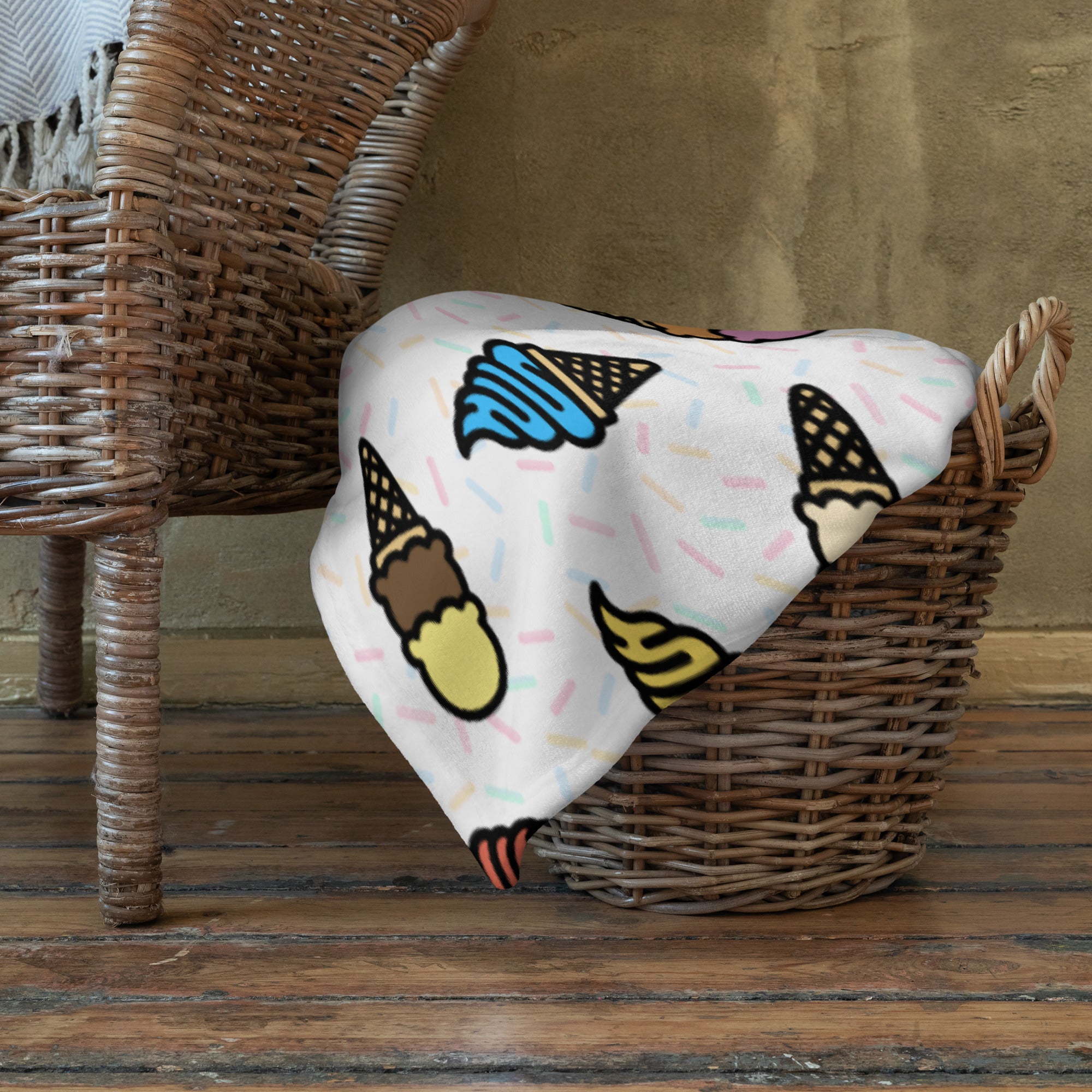 Silky Soft Snuggle Blanket - 'Ice Cream' Single Layer Blankets