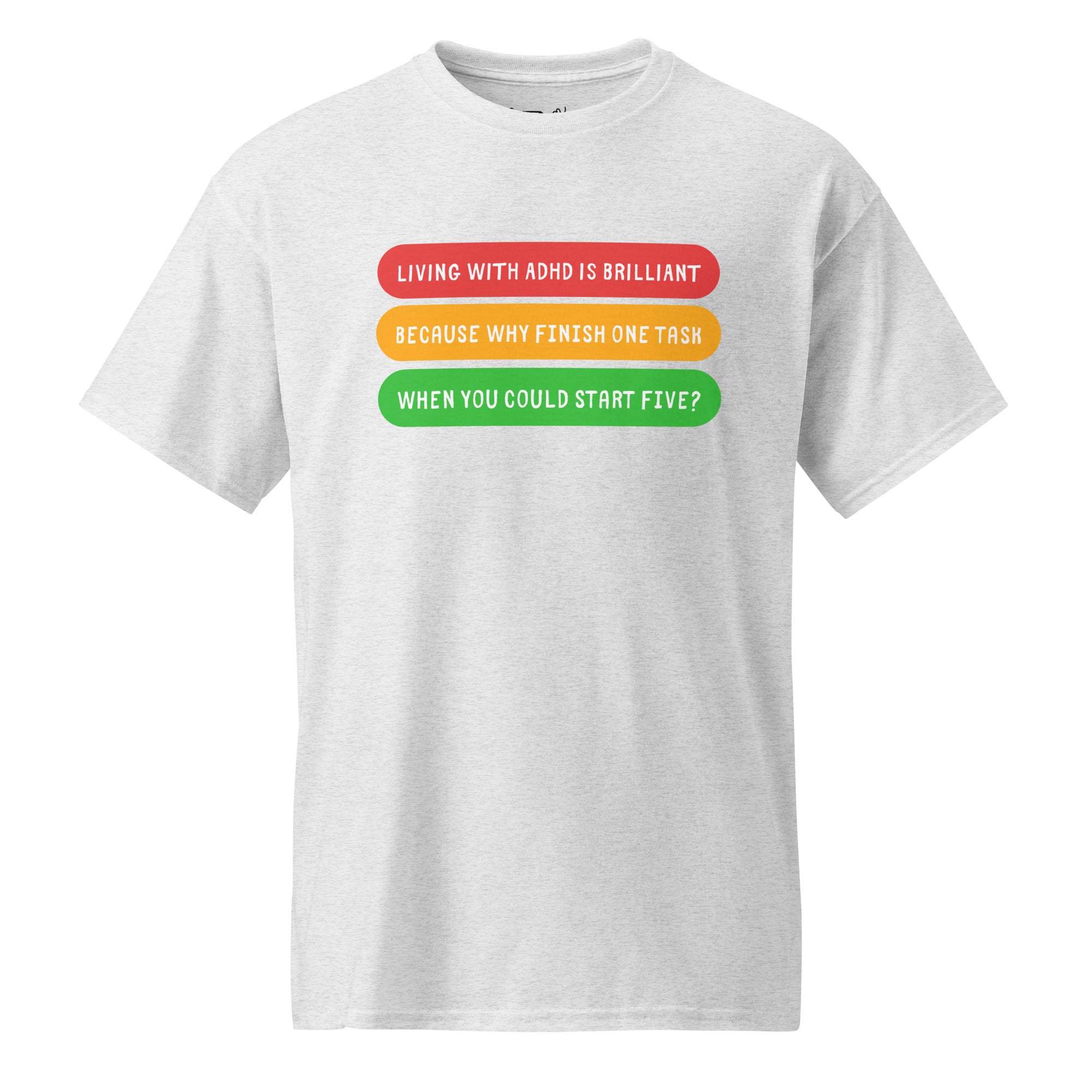 Unisex DryBlend® Classic Tee - 'Living With ADHD' Ash T-Shirt