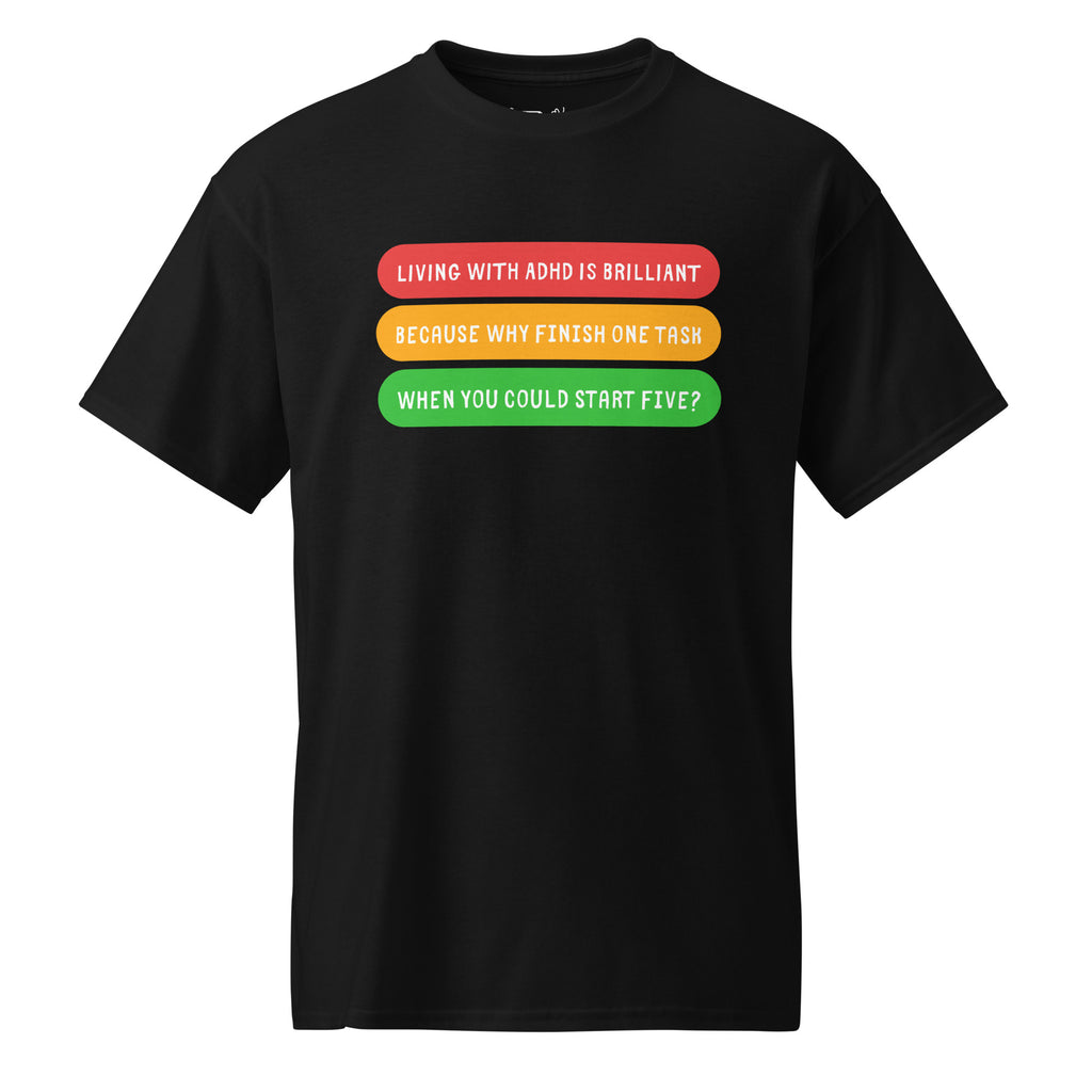 Unisex DryBlend® Classic Tee - 'Living With ADHD' Black T-Shirt