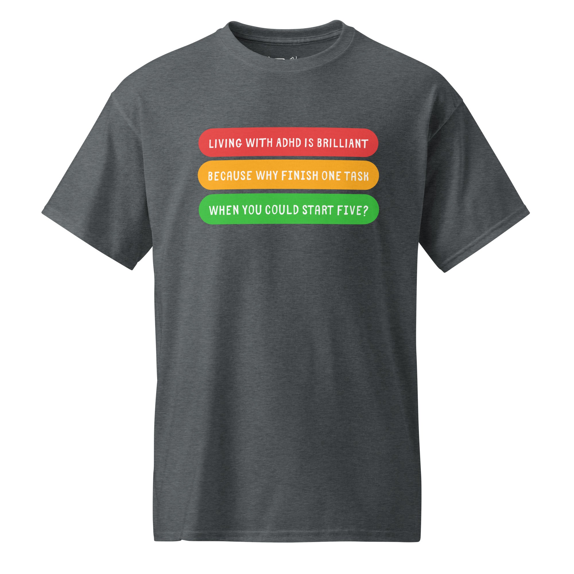 Unisex DryBlend® Classic Tee - 'Living With ADHD' Dark Heather T-Shirt