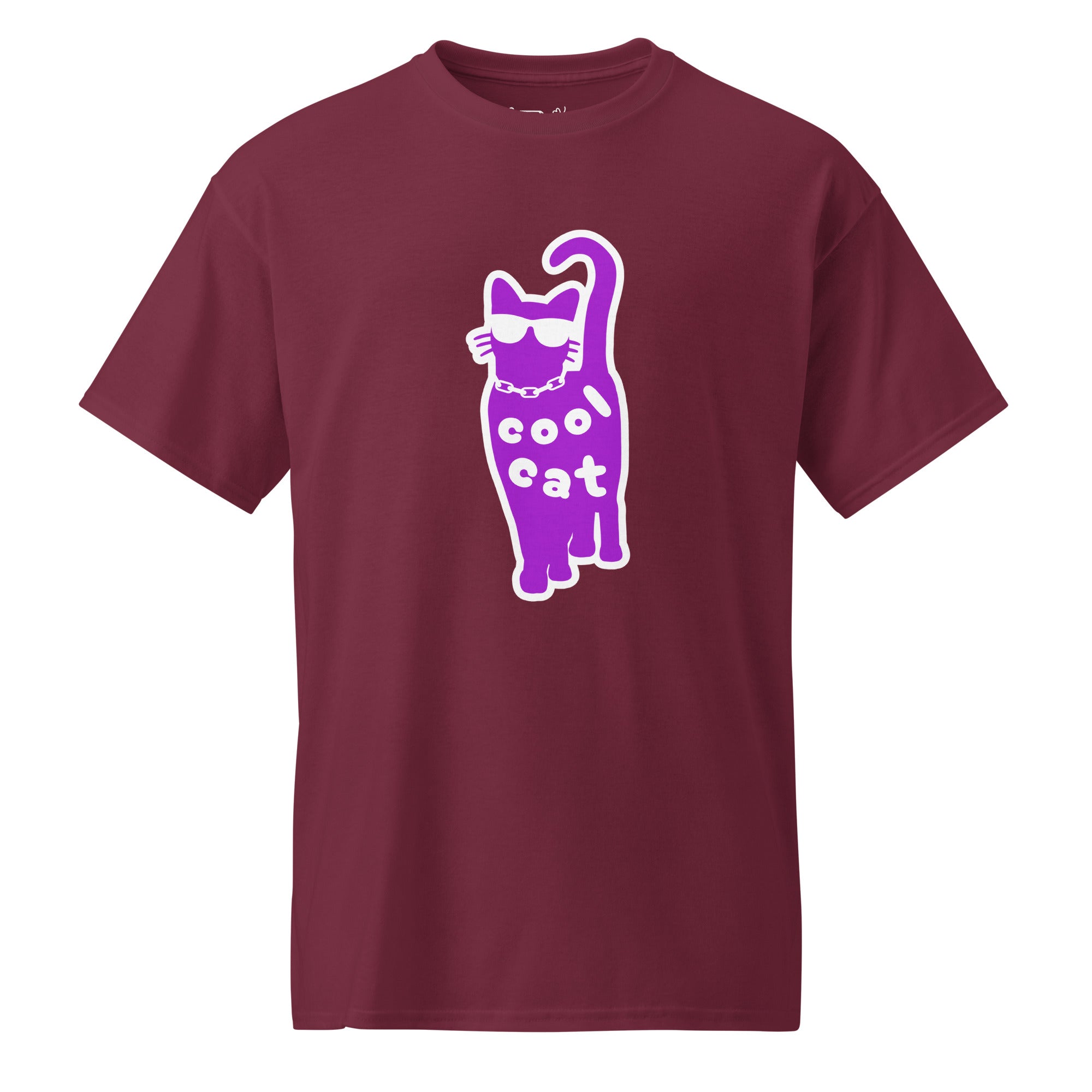 Unisex DryBlend® Classic Tee - 'Cool Cat' Maroon T-Shirt
