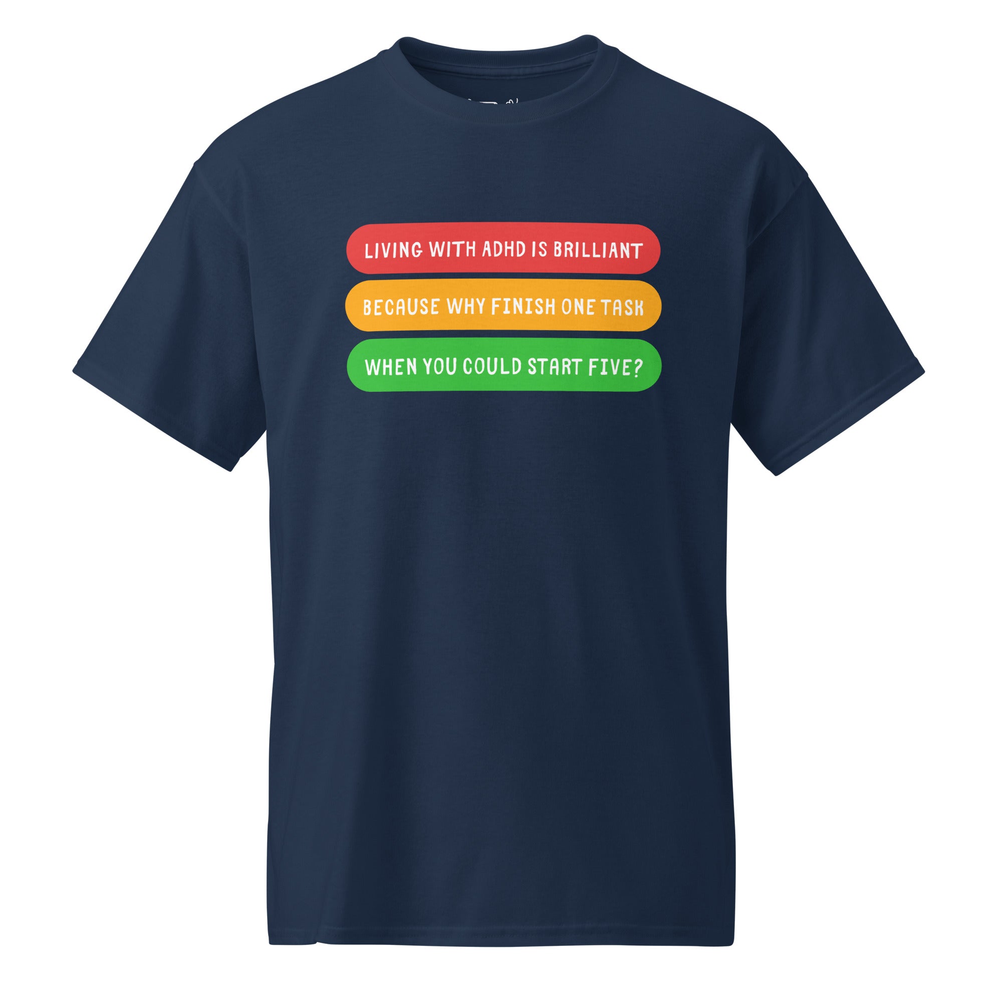 Unisex DryBlend® Classic Tee - 'Living With ADHD' Navy T-Shirt